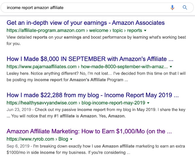 income report amazon affiliate Google Search 2